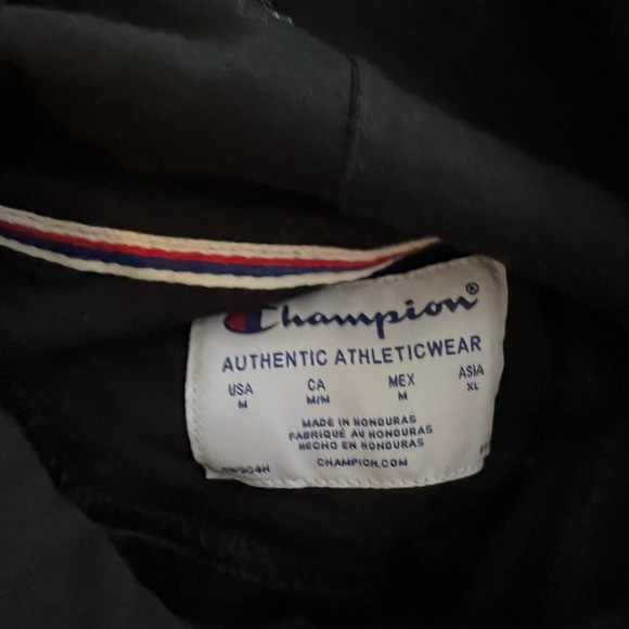Black Champion Hoodie Size M - Picture 3 of 4